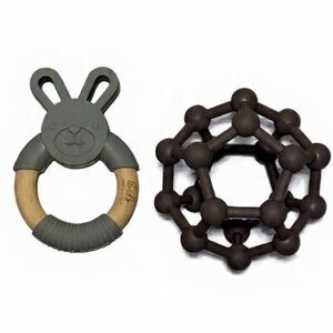 🐰Gender Neutral Gray and Brown Baby Teether Bundle